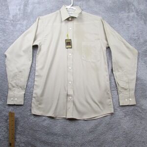Europa Collection Dress Shirt Mens 16 Beige Pinstripe Regular Fit‎ Long Sleeve